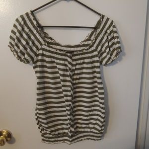 NWOT Green and white stripped top.